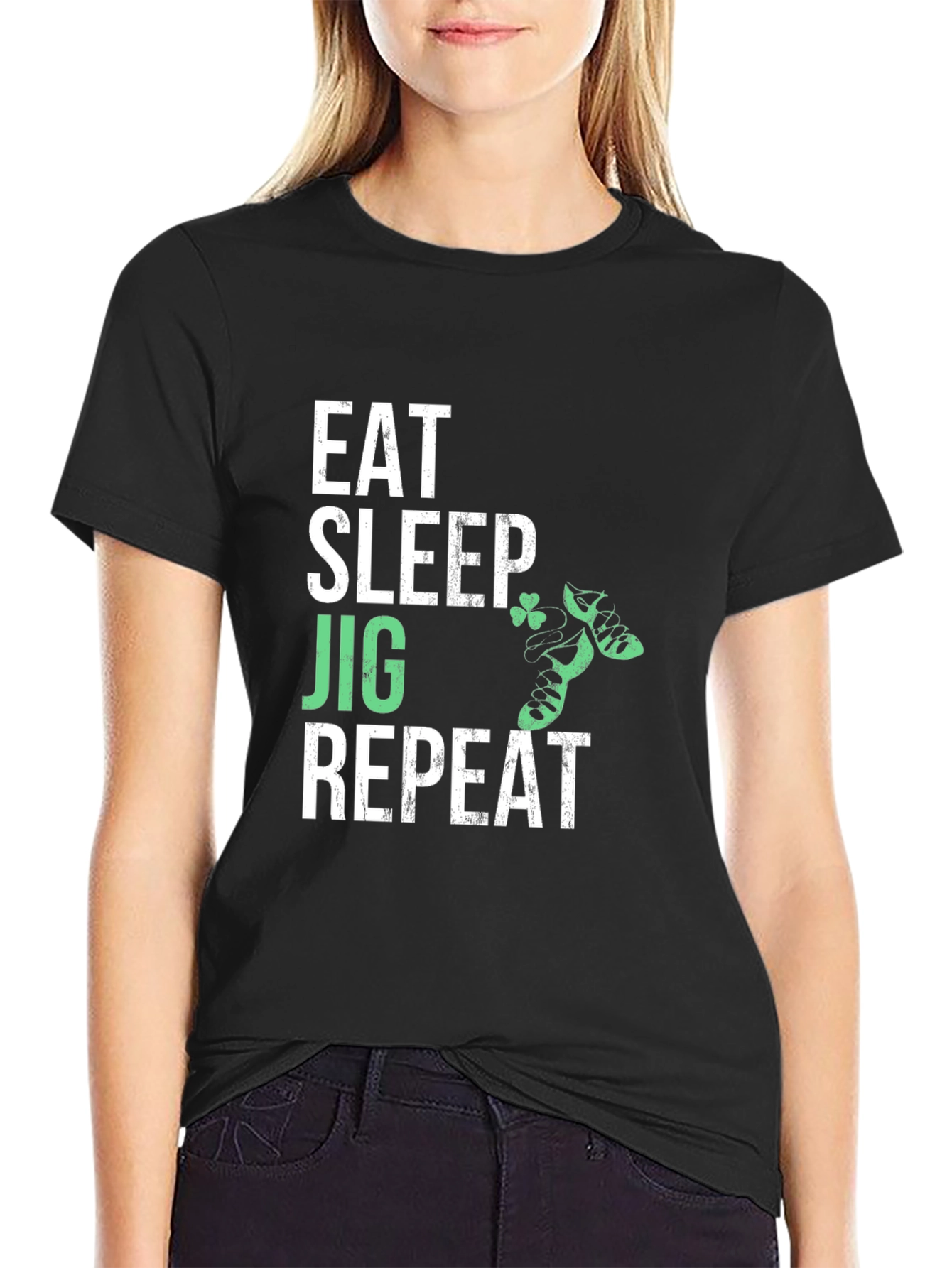 Camiseta Eat Sleep Jig Repeat para el Día de San Patricio