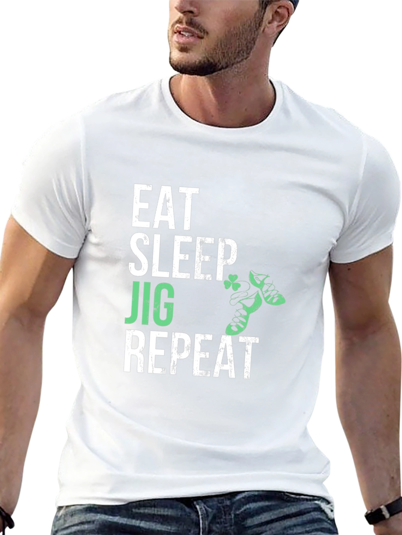 Camiseta Eat Sleep Jig Repeat para el Día de San Patricio