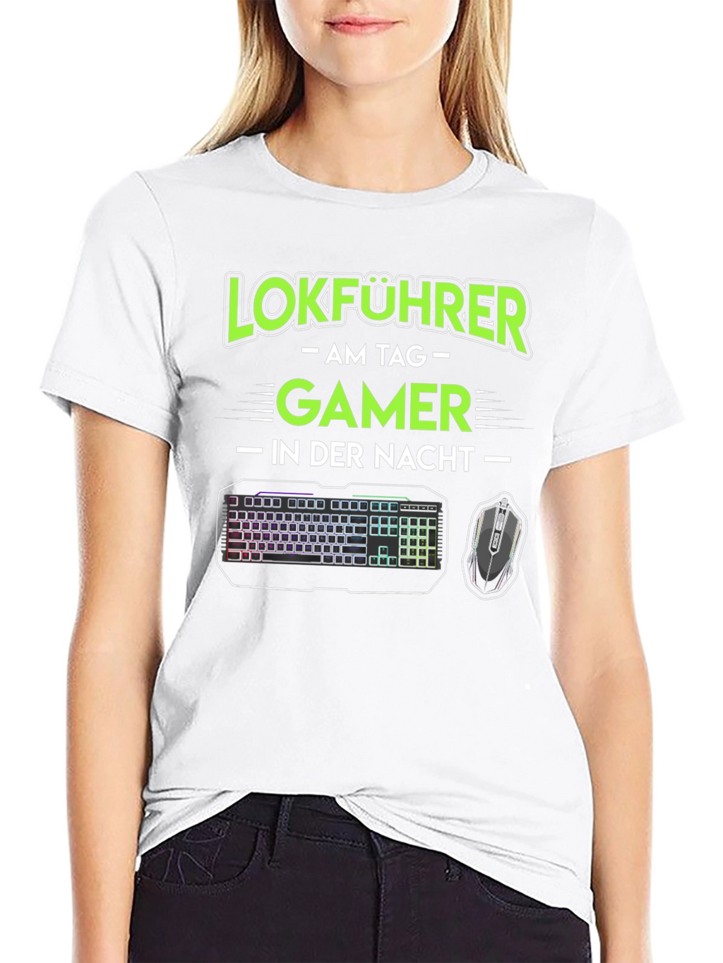 Camiseta Lokführer Gamer: Día Trabajo Noche Juego