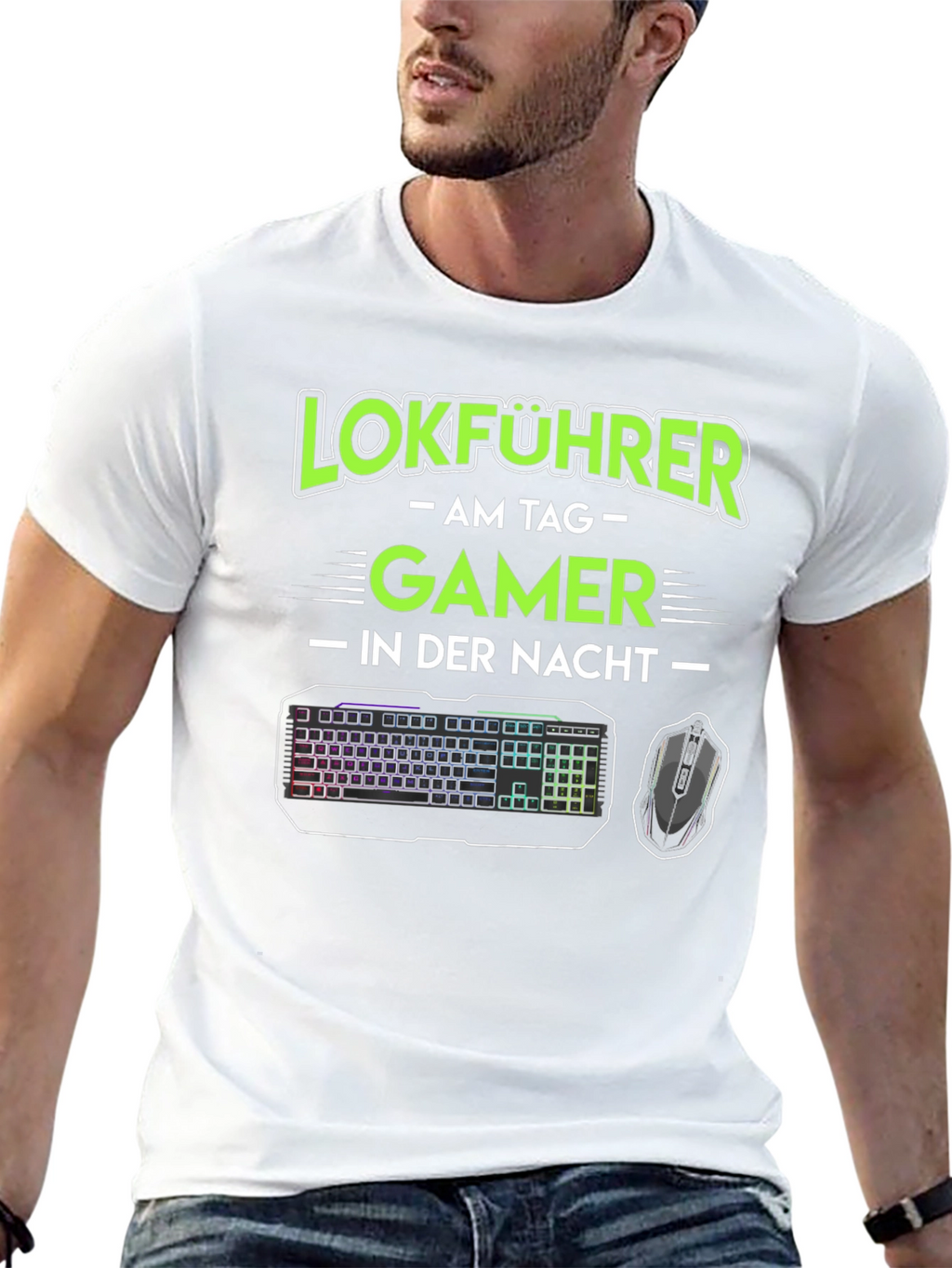 Camiseta Lokführer Gamer: Día Trabajo Noche Juego