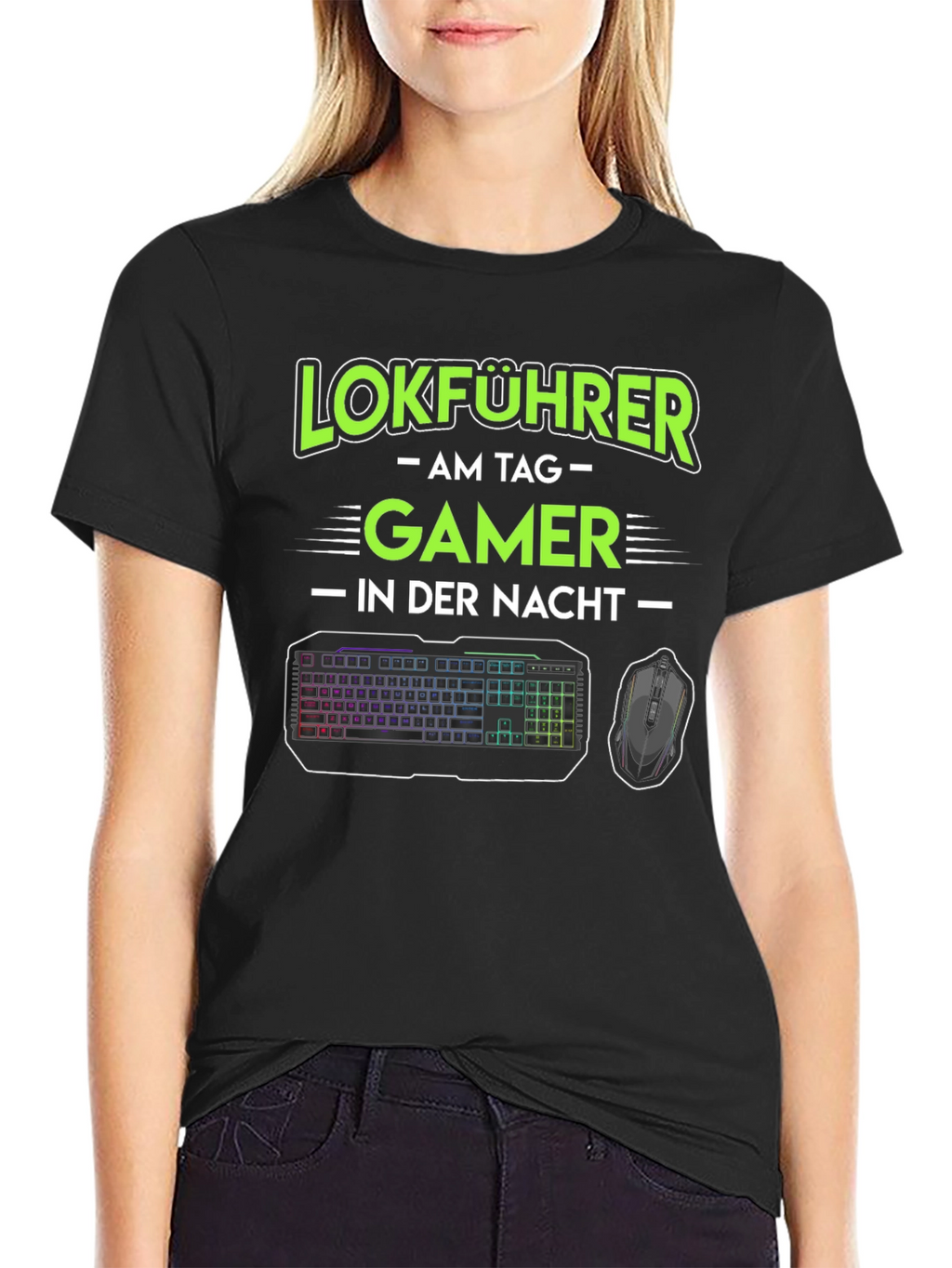 Camiseta Lokführer Gamer: Día Trabajo Noche Juego