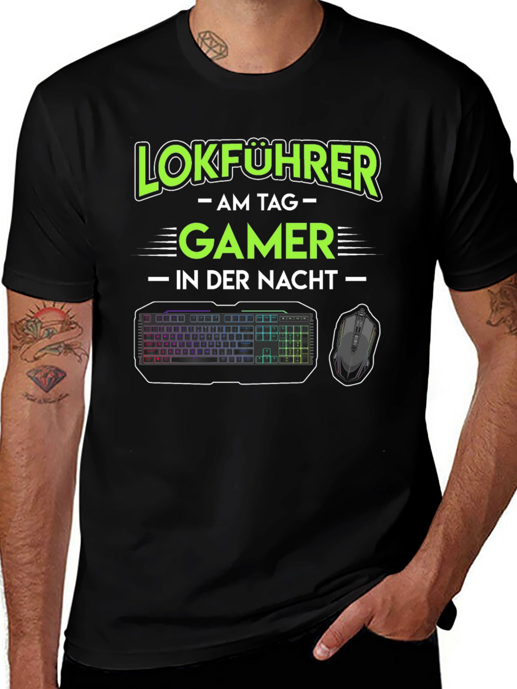 Camiseta Lokführer Gamer: Día Trabajo Noche Juego