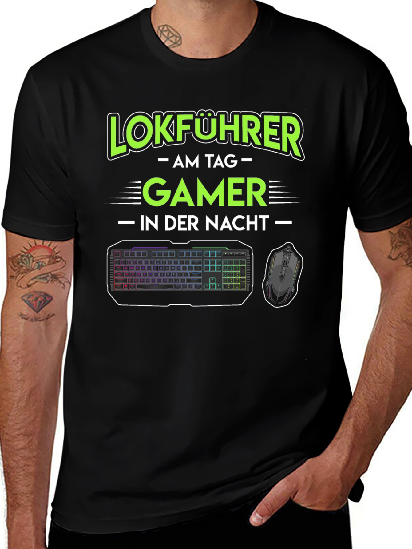 Camiseta Lokführer Gamer: Día Trabajo Noche Juego