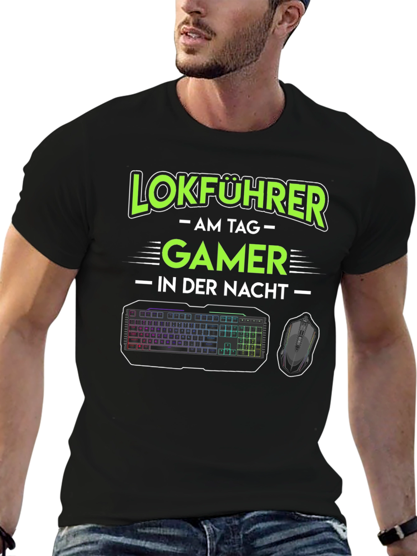 Camiseta Lokführer Gamer: Día Trabajo Noche Juego