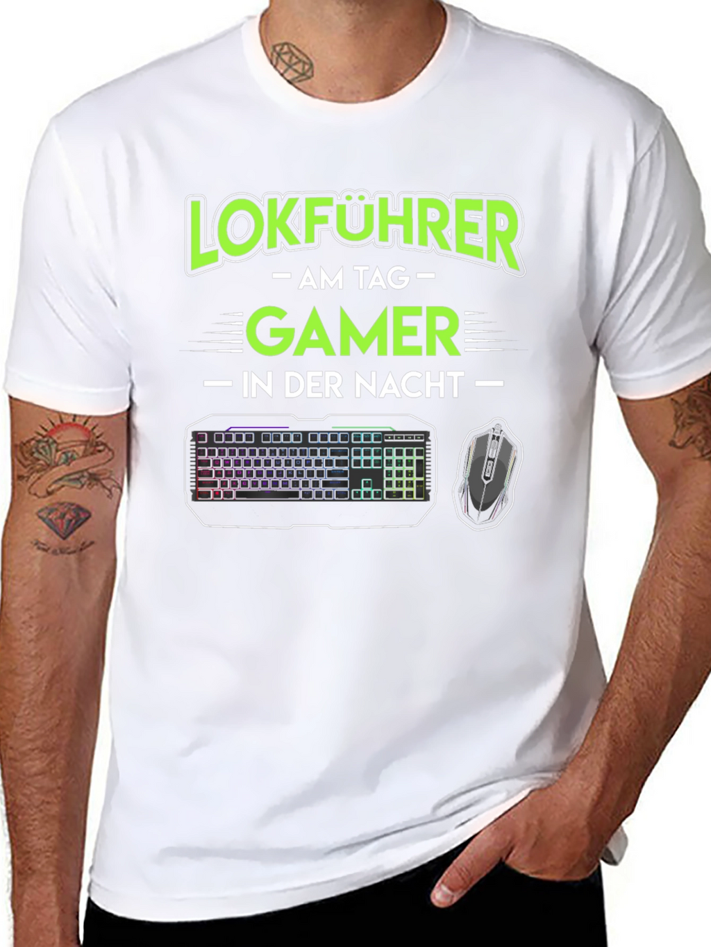 Camiseta Lokführer Gamer: Día Trabajo Noche Juego