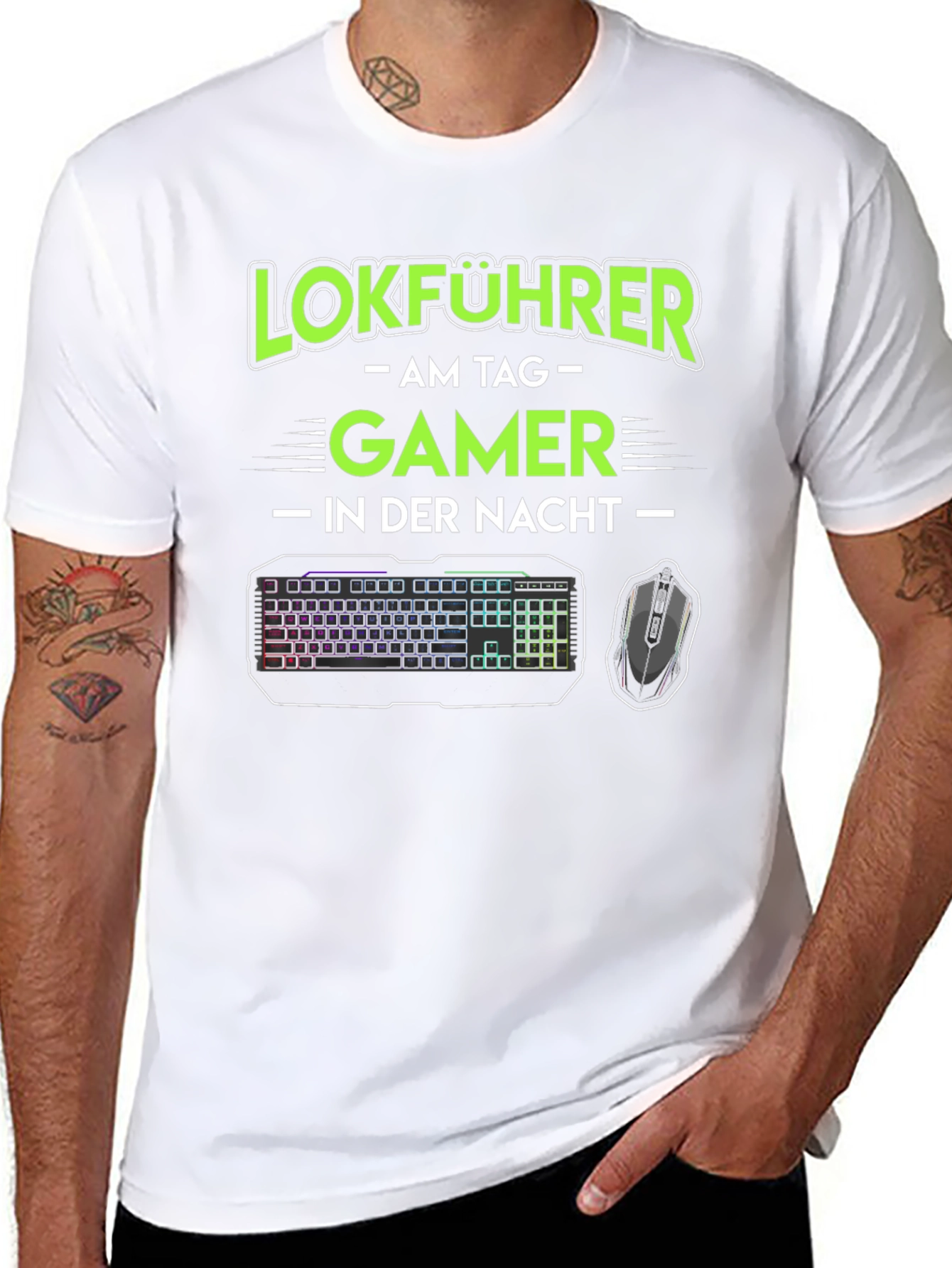 Camiseta Lokführer Gamer: Día Trabajo Noche Juego