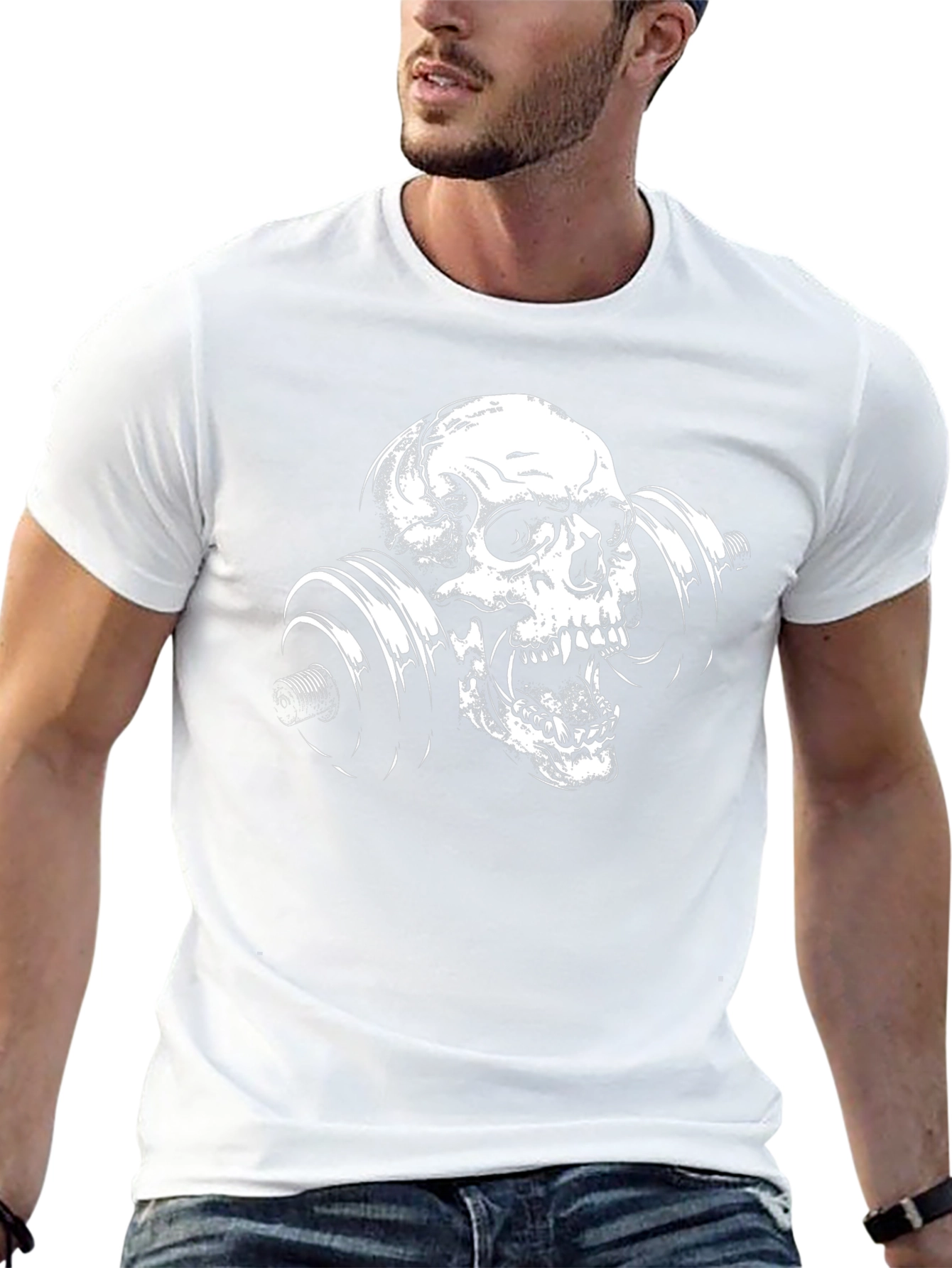 Camiseta Negra con Calavera Halterofilia