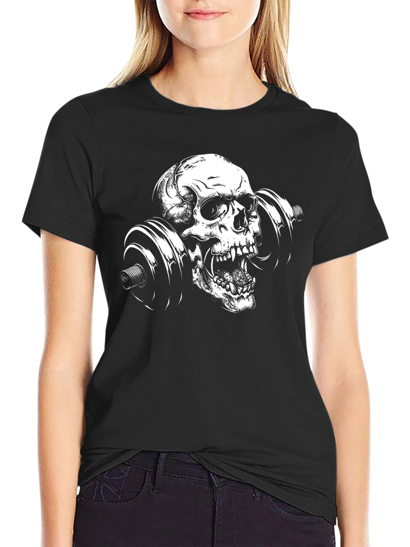 Camiseta Negra con Calavera Halterofilia