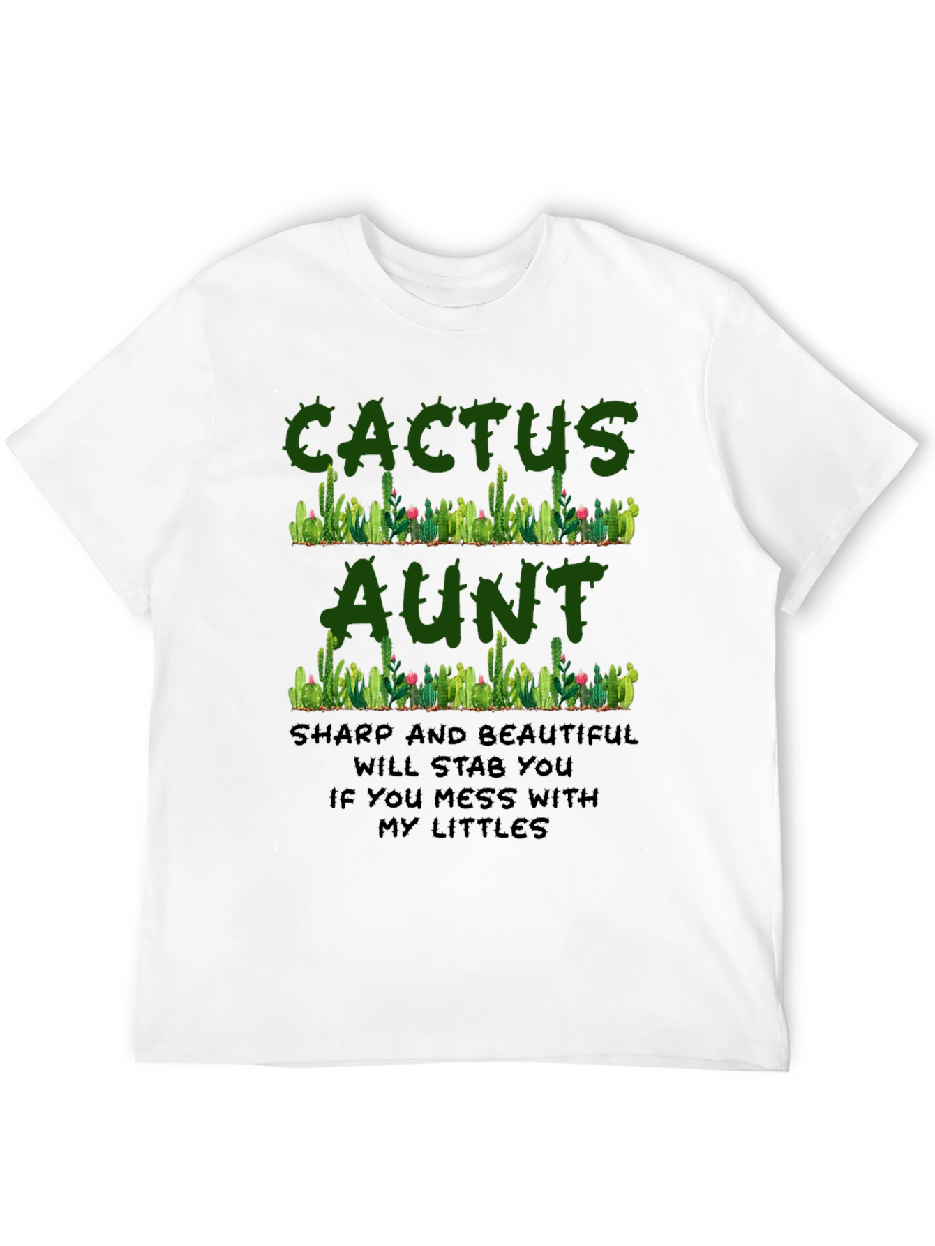Camiseta Negra Cactus Aunt Divertida