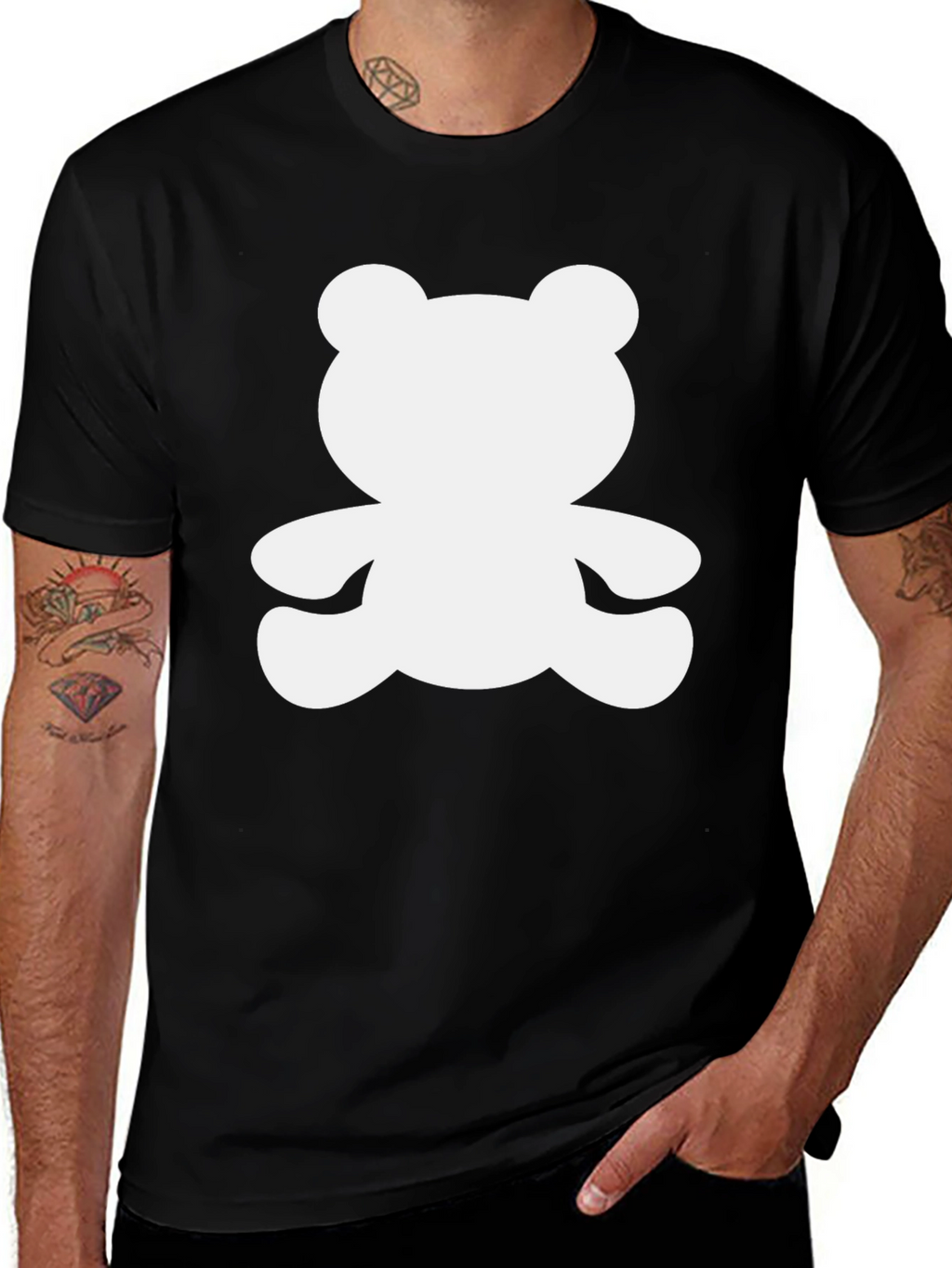 Camiseta Negra con Diseño de Oso