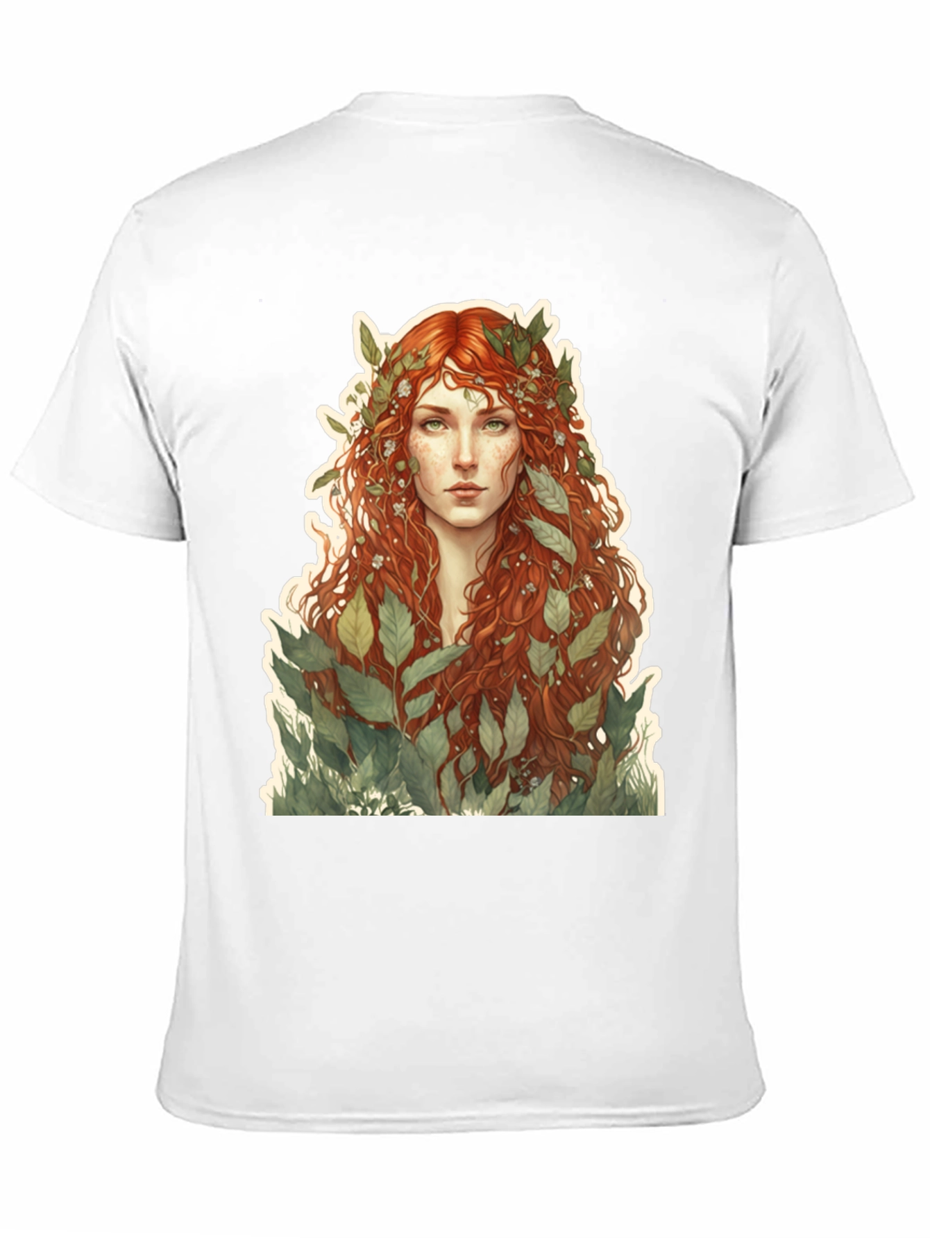 Camiseta Negra con Diseño de Ninfa de la Naturaleza