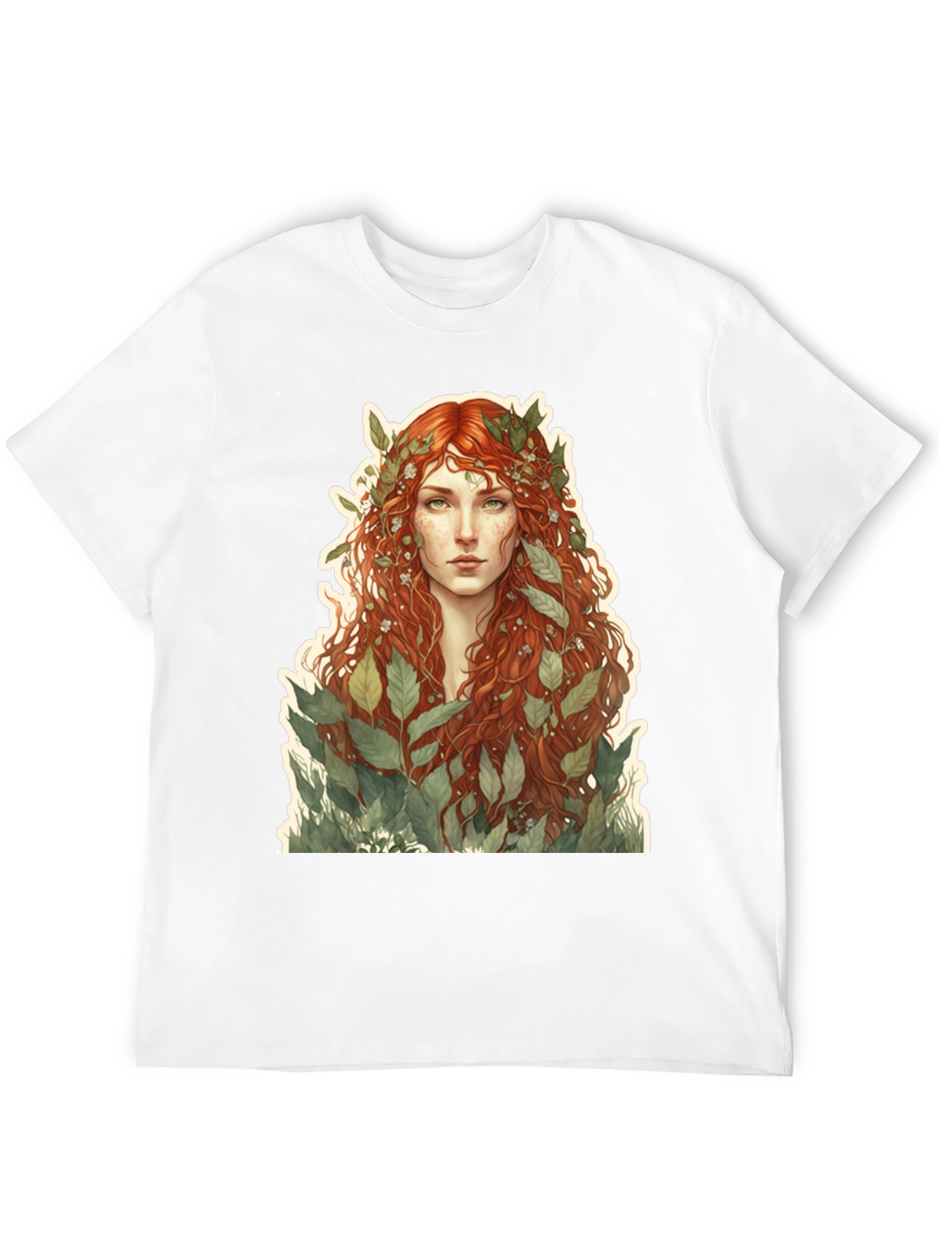 Camiseta Negra con Diseño de Ninfa de la Naturaleza