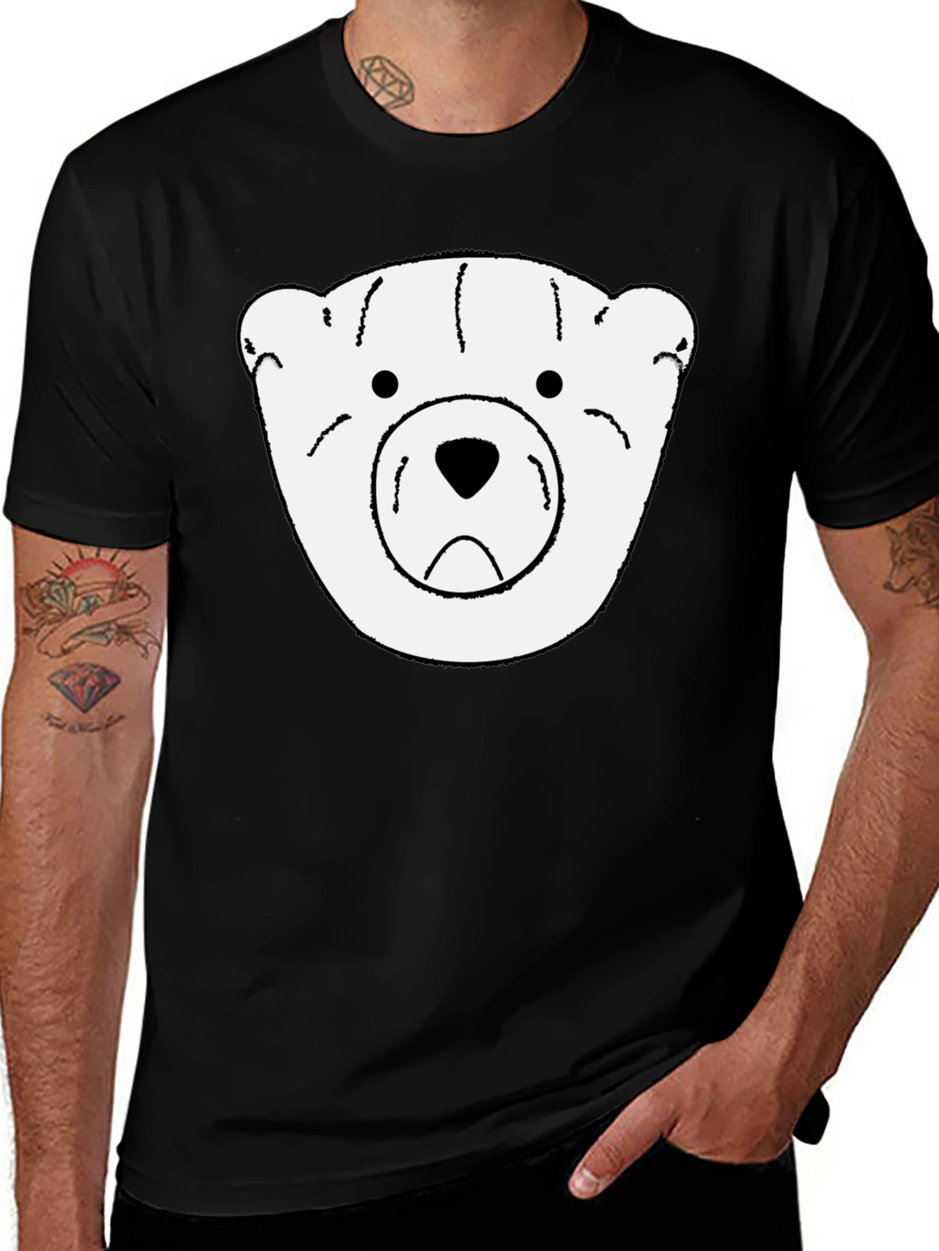 Camiseta Negra con Diseño de Oso Polar para Hombre