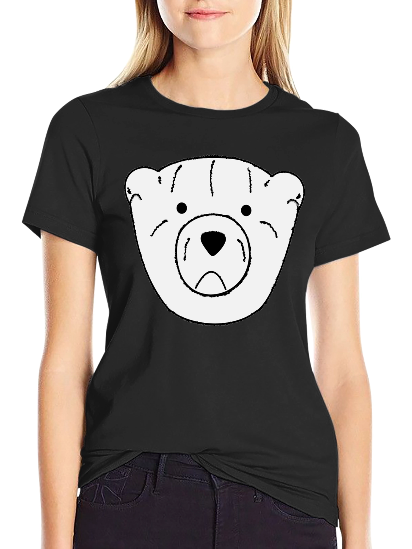 Camiseta Negra con Diseño de Oso Polar para Hombre
