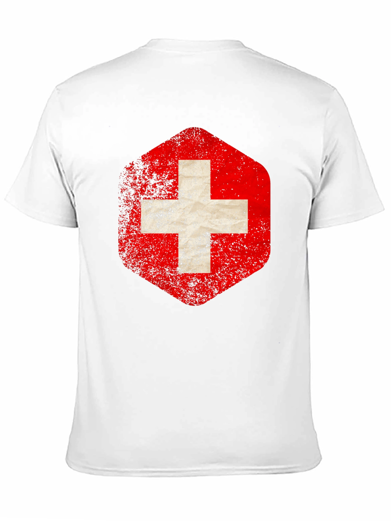 Camiseta Negra con Diseño de Bandera Suiza Vintage