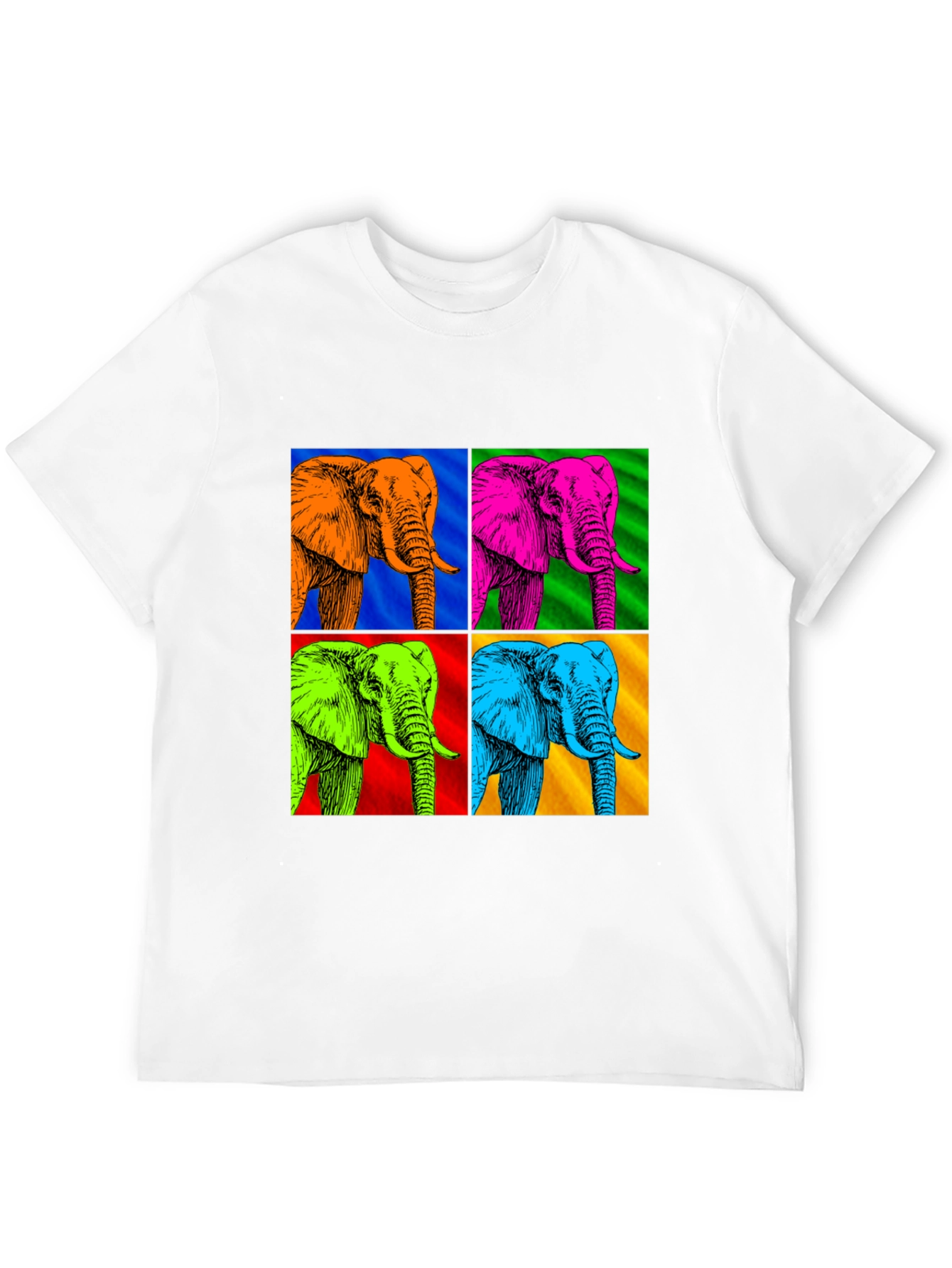 Camiseta Hombre Diseño Elefantes Pop Art