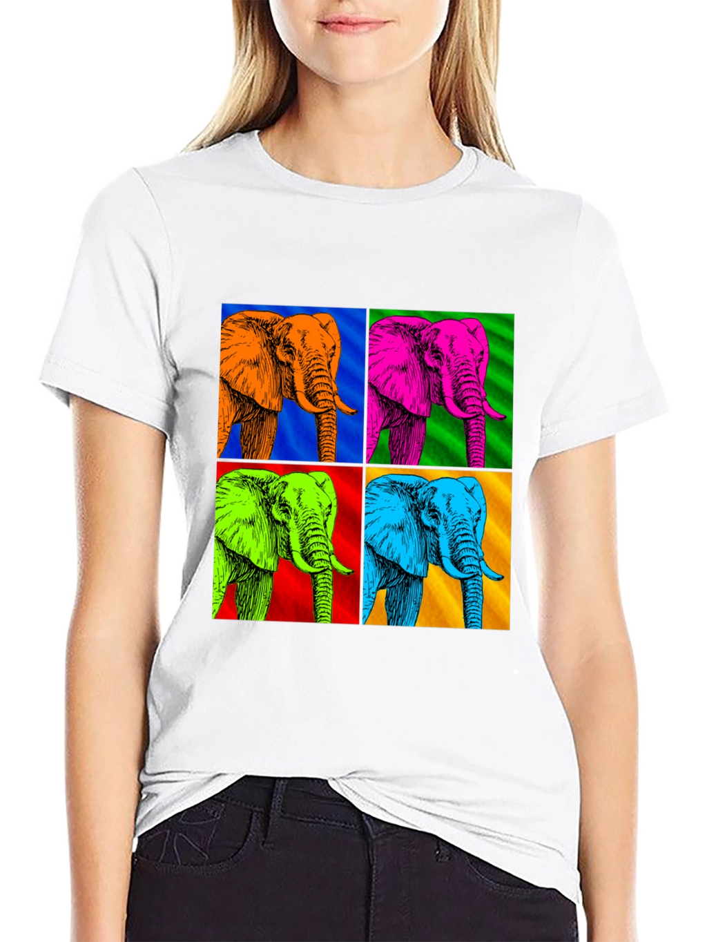 Camiseta Hombre Diseño Elefantes Pop Art