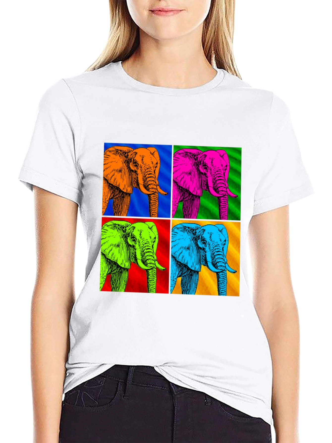 Camiseta Hombre Diseño Elefantes Pop Art