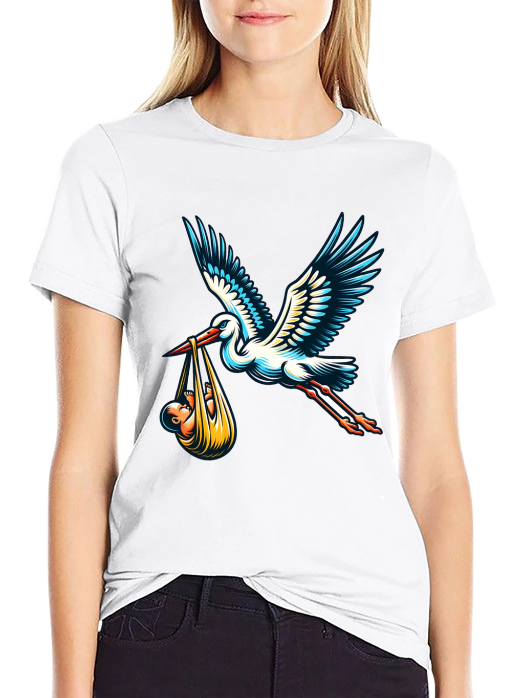 Camiseta Negra Cigüeña Bebé