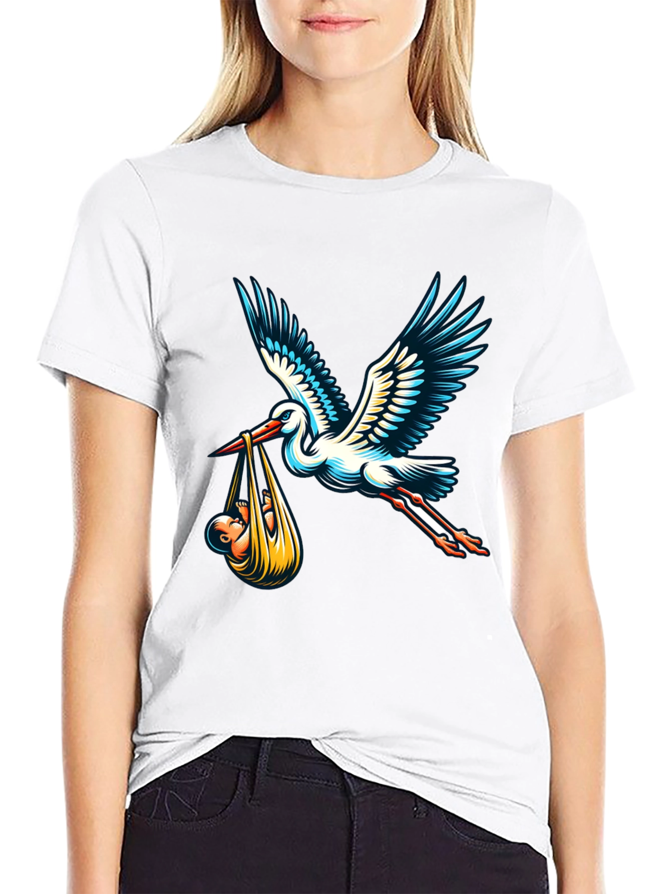 Camiseta Negra Cigüeña Bebé