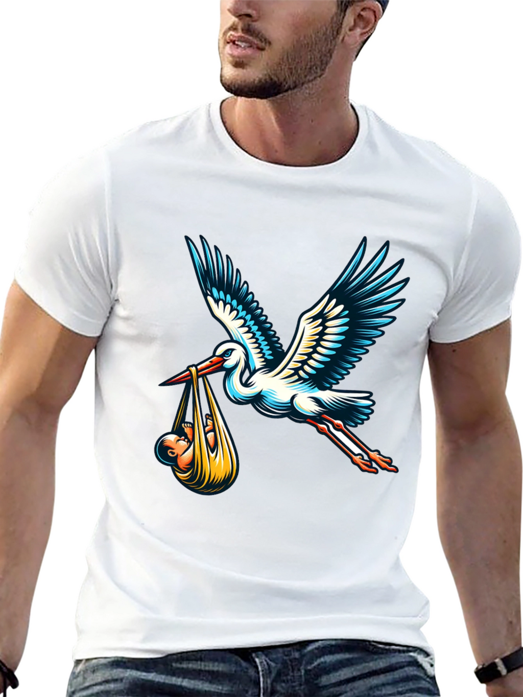 Camiseta Negra Cigüeña Bebé