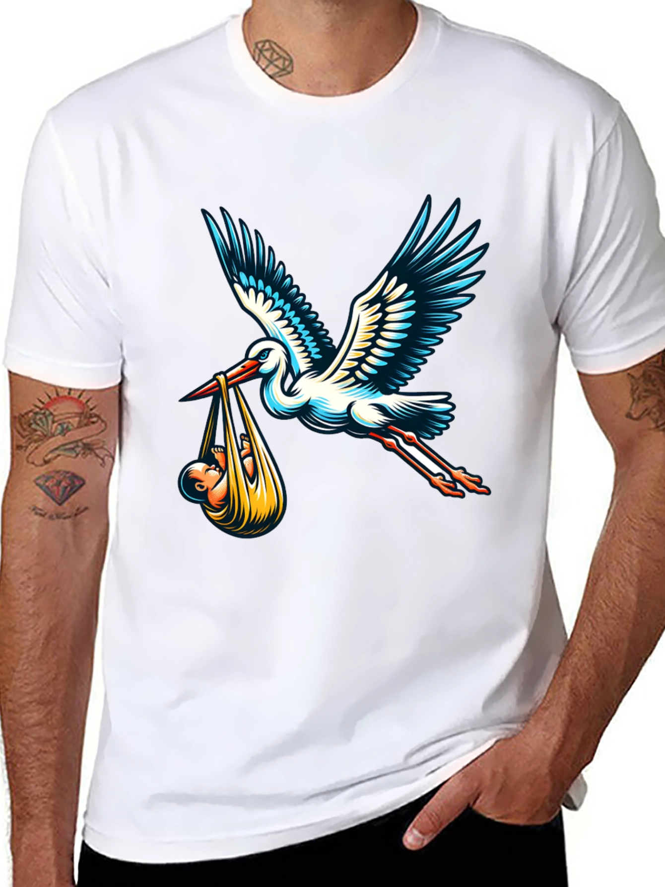 Camiseta Negra Cigüeña Bebé