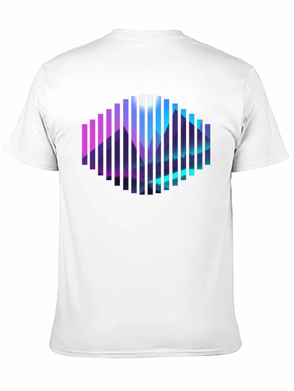 Camiseta Negra con Diseño de Montañas Abstractas
