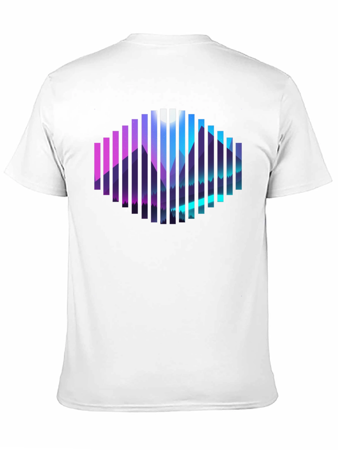 Camiseta Negra con Diseño de Montañas Abstractas