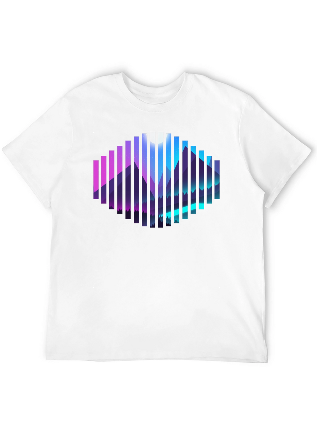 Camiseta Negra con Diseño de Montañas Abstractas