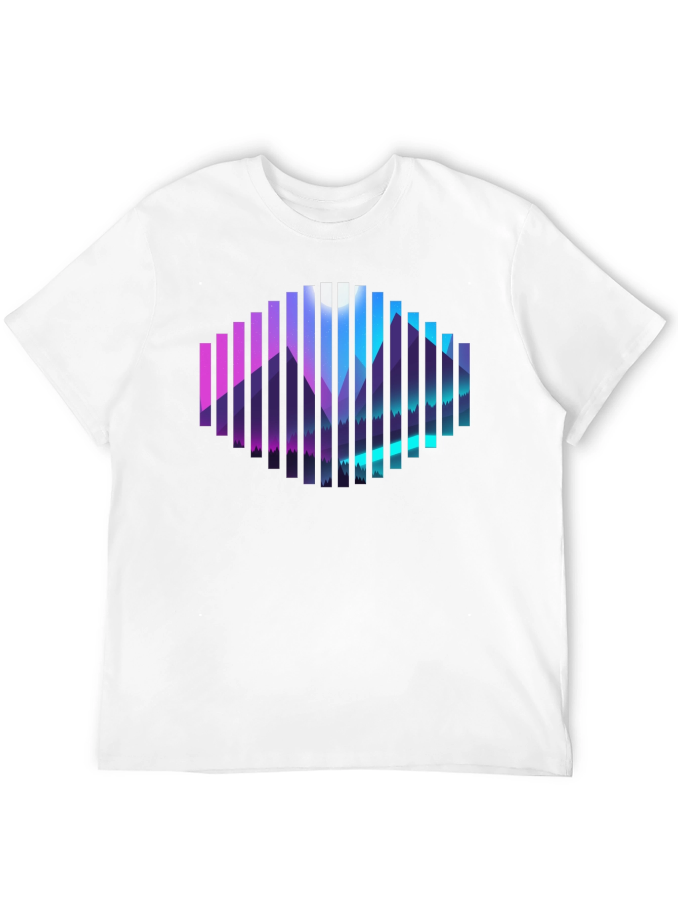 Camiseta Negra con Diseño de Montañas Abstractas