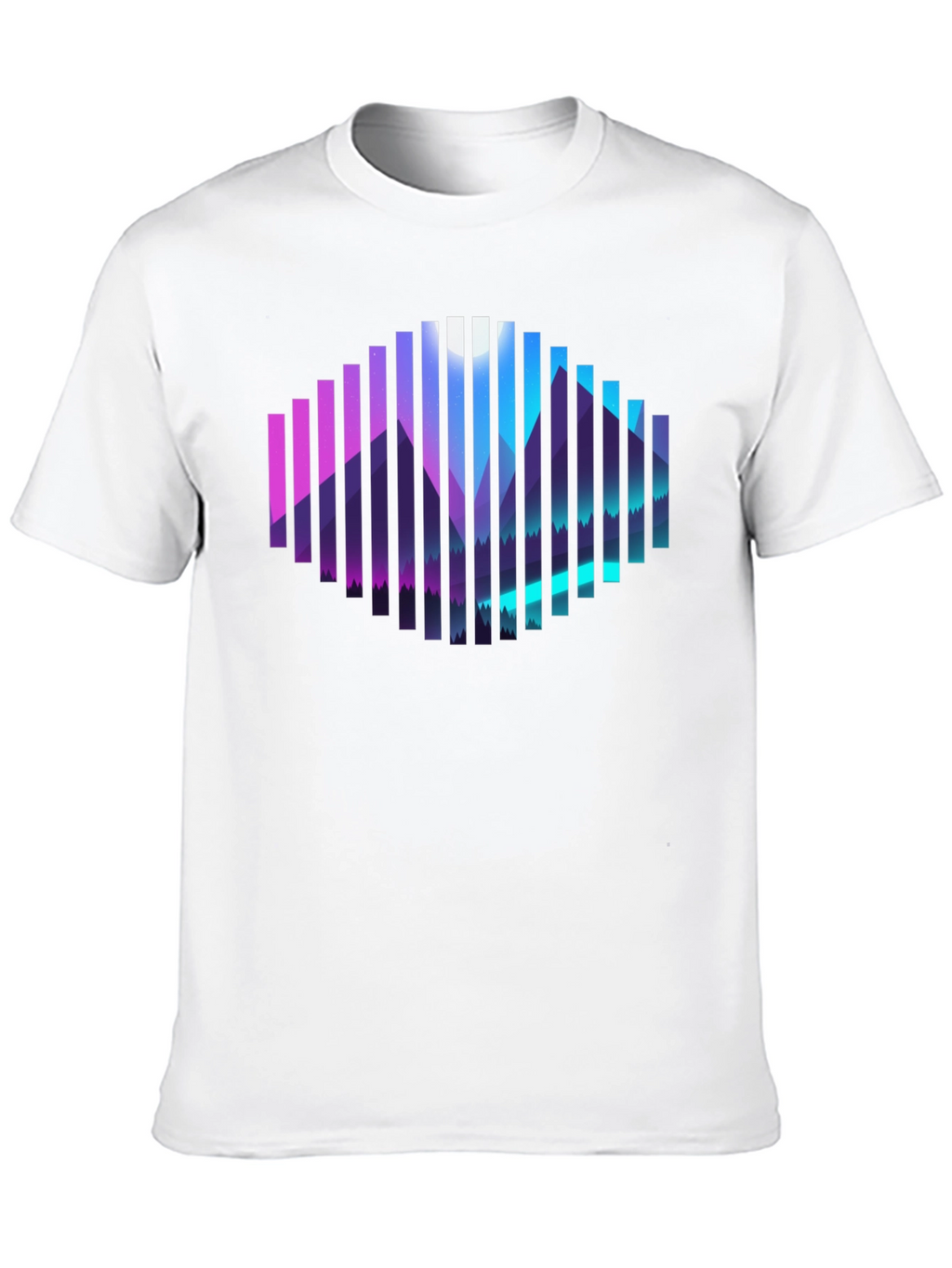 Camiseta Negra con Diseño de Montañas Abstractas