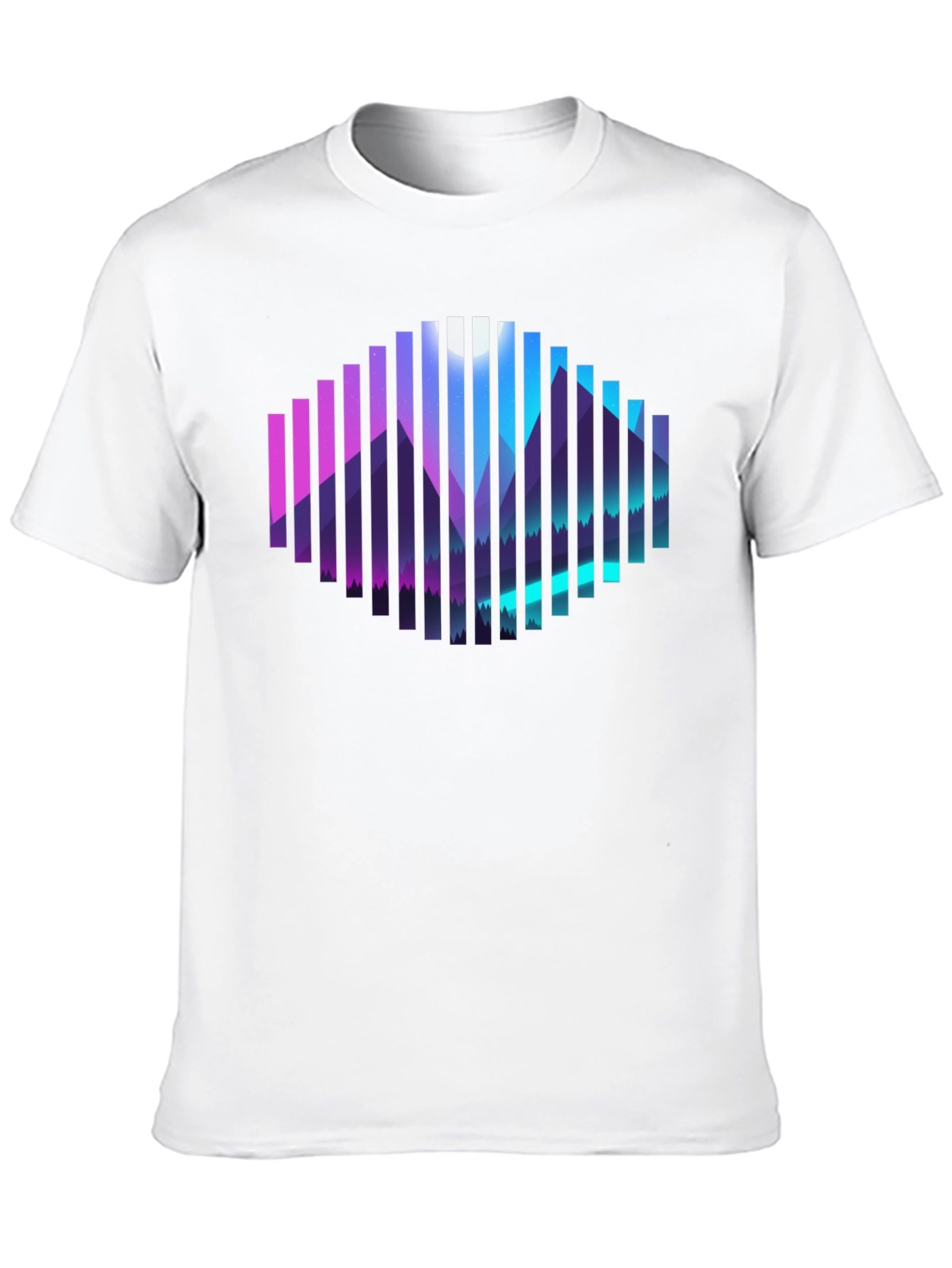 Camiseta Negra con Diseño de Montañas Abstractas