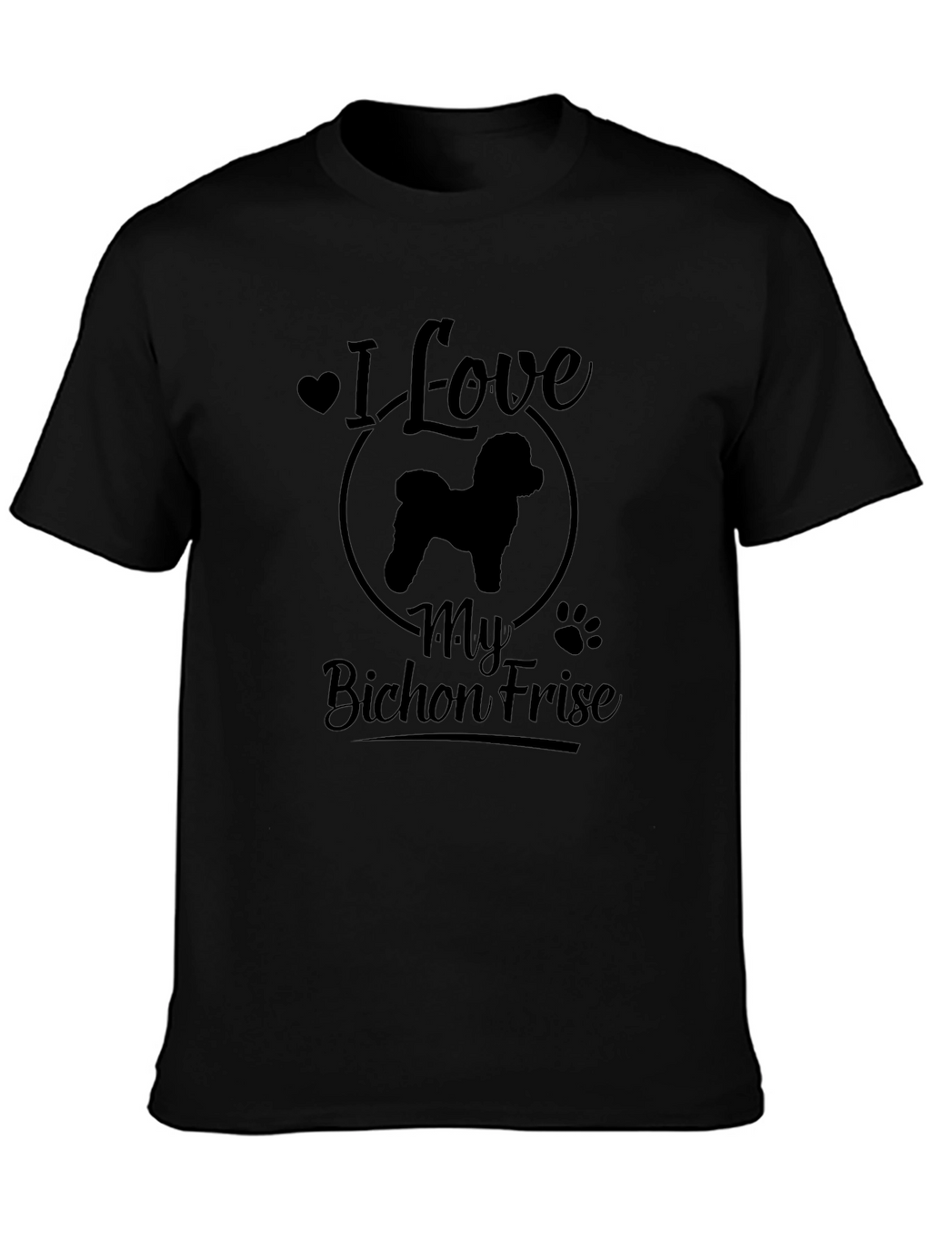 Camiseta Negra Amo a Mi Bichón Frisé