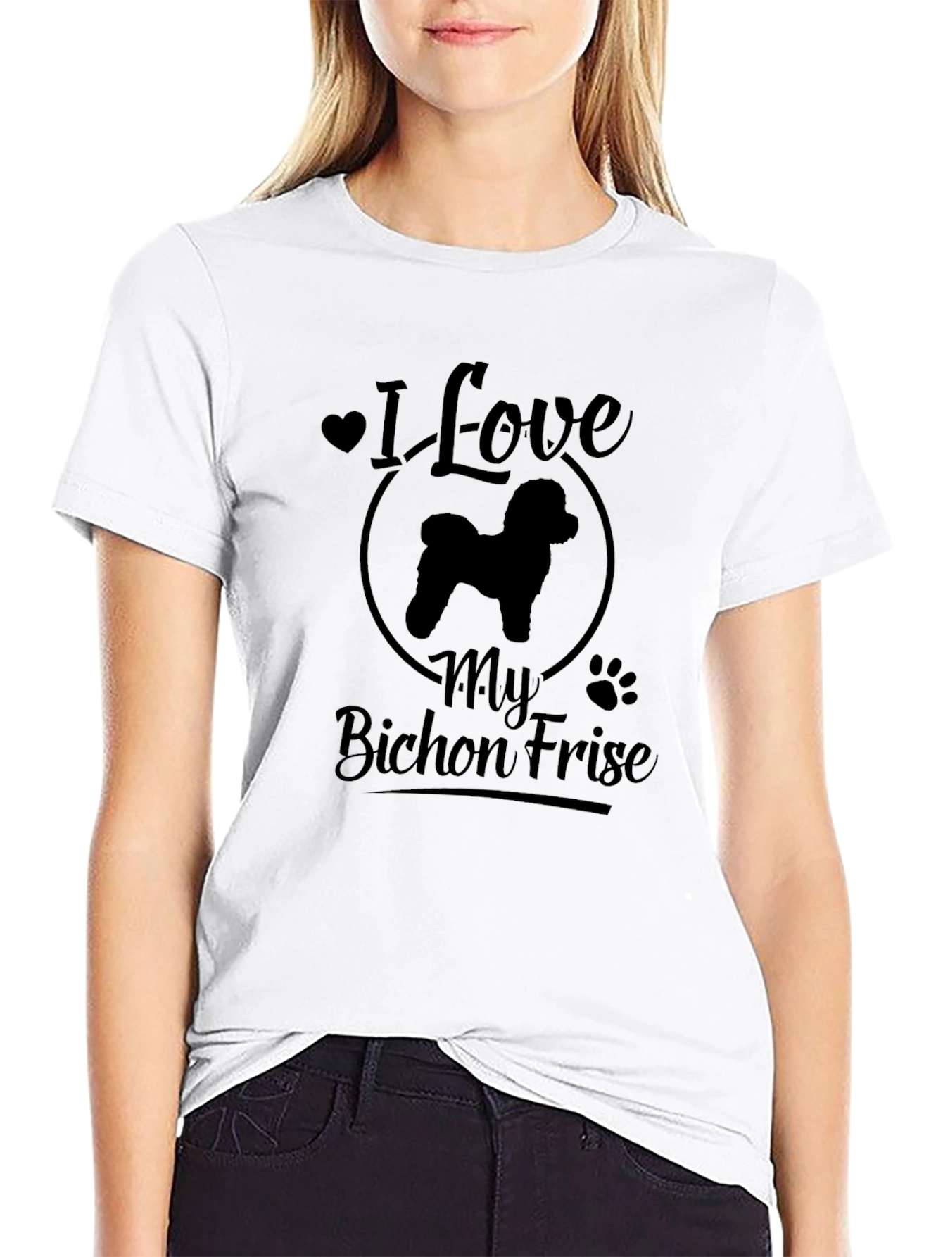 Camiseta Negra Amo a Mi Bichón Frisé