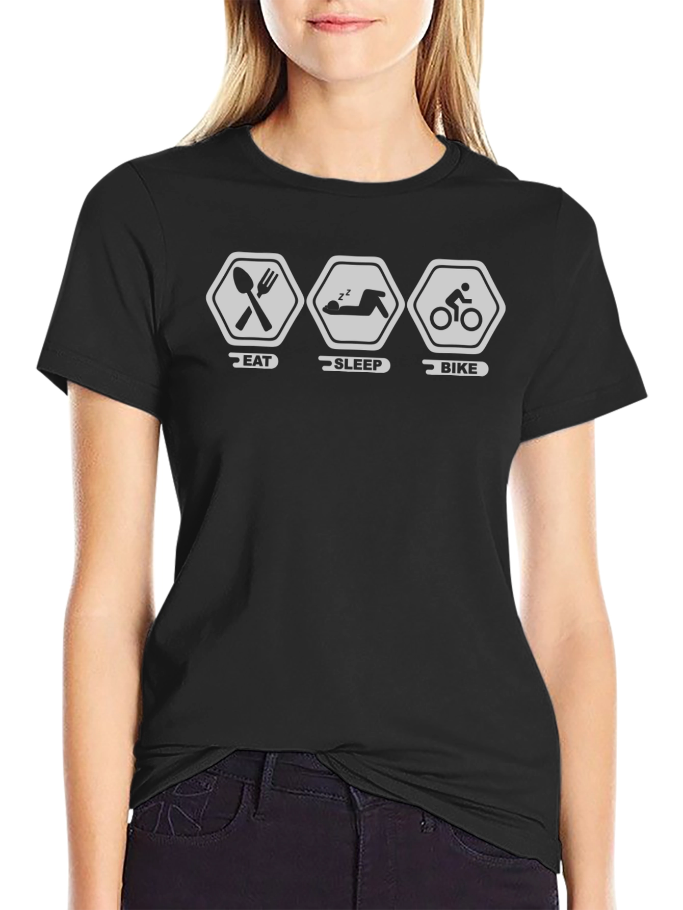 Camiseta Negra Ciclista: Come Duerme Pedalea