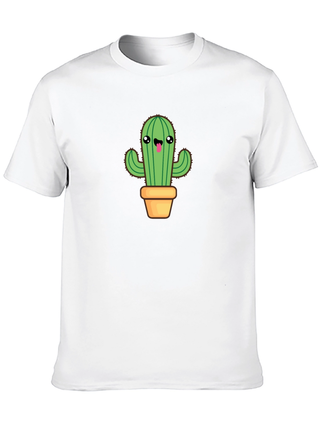 Camiseta Negra con Diseño de Cactus Kawaii