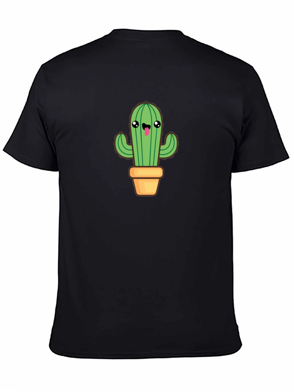 Camiseta Negra con Diseño de Cactus Kawaii