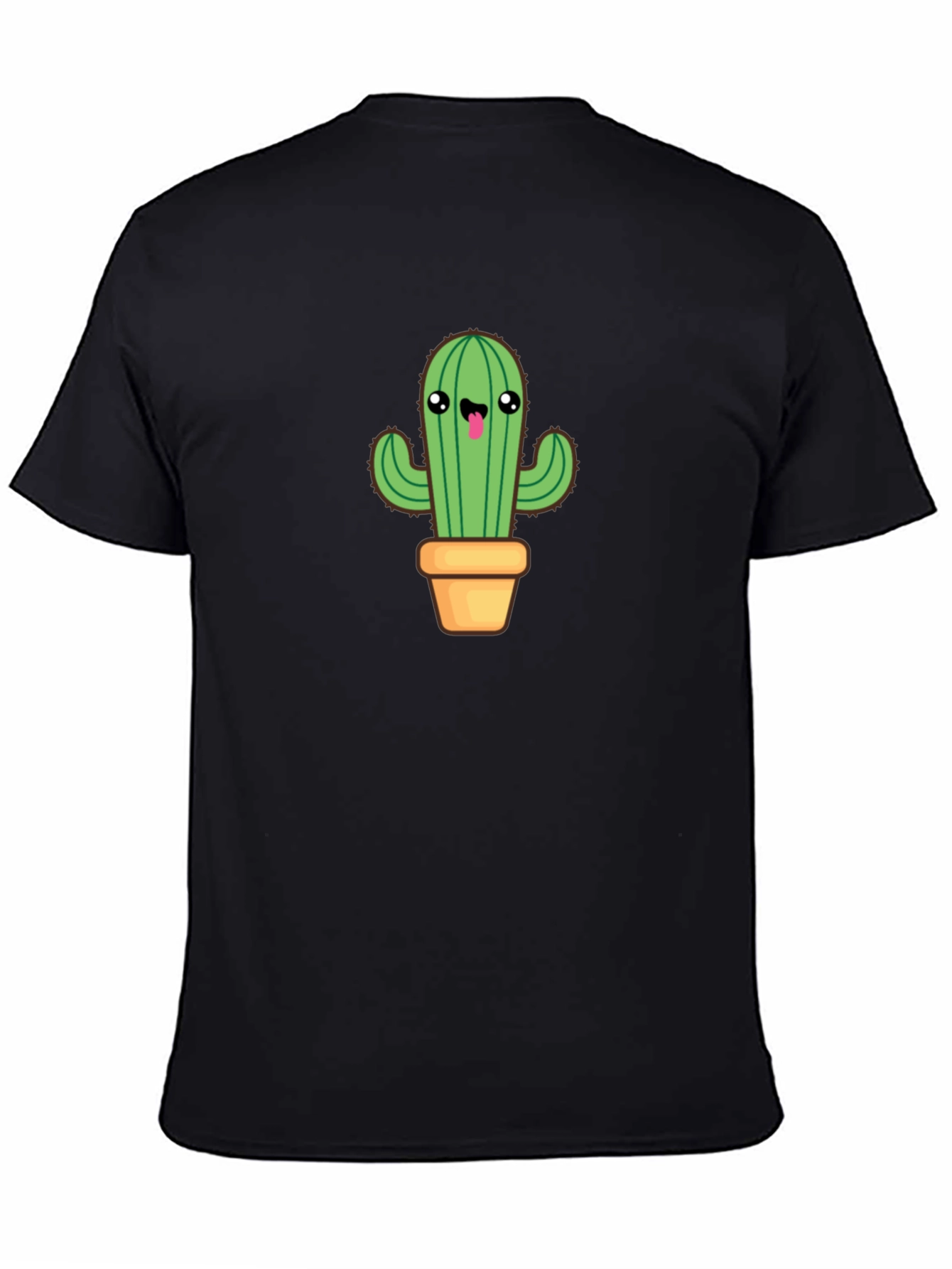 Camiseta Negra con Diseño de Cactus Kawaii