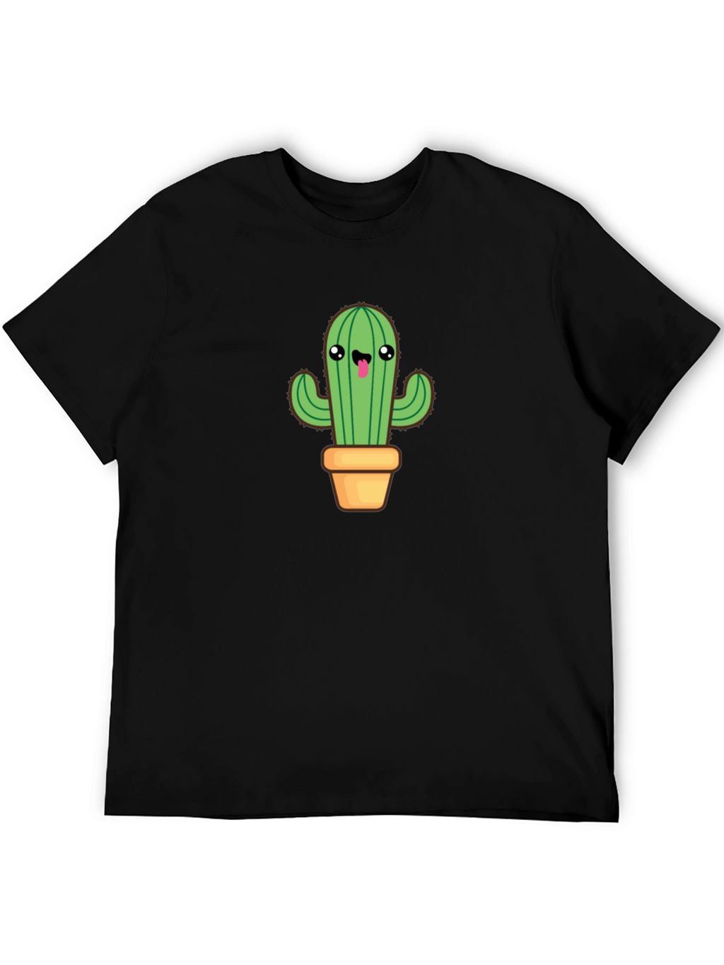 Camiseta Negra con Diseño de Cactus Kawaii