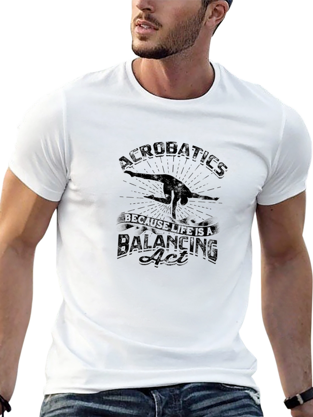 Camiseta Negra Acrobacias: Acto de Equilibrio