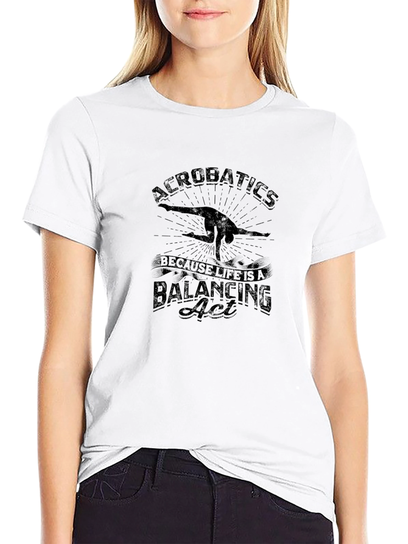Camiseta Negra Acrobacias: Acto de Equilibrio