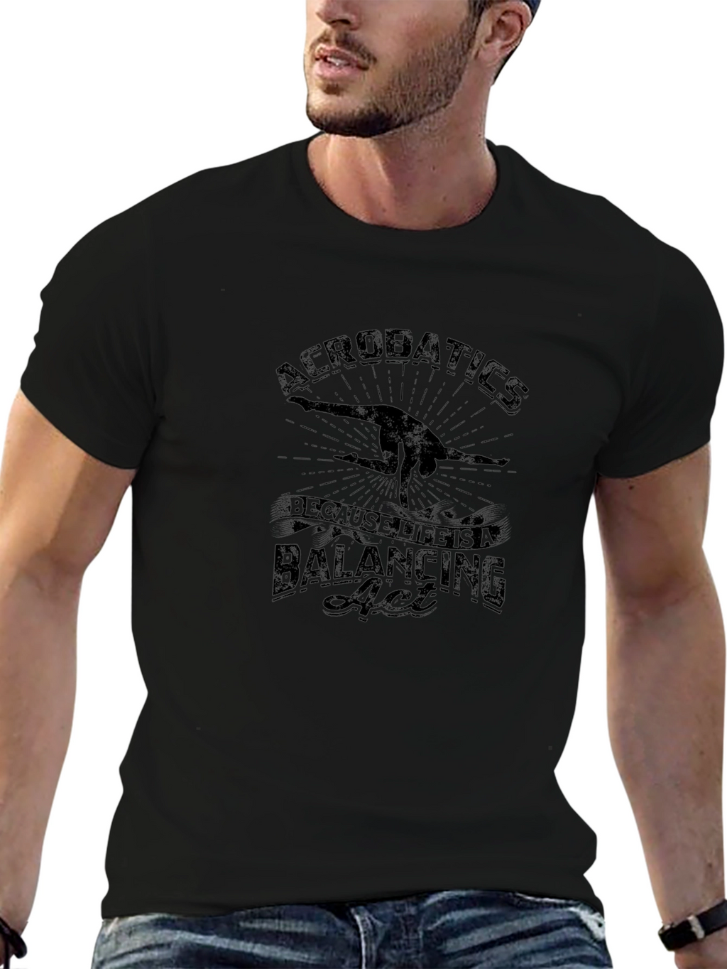Camiseta Negra Acrobacias: Acto de Equilibrio