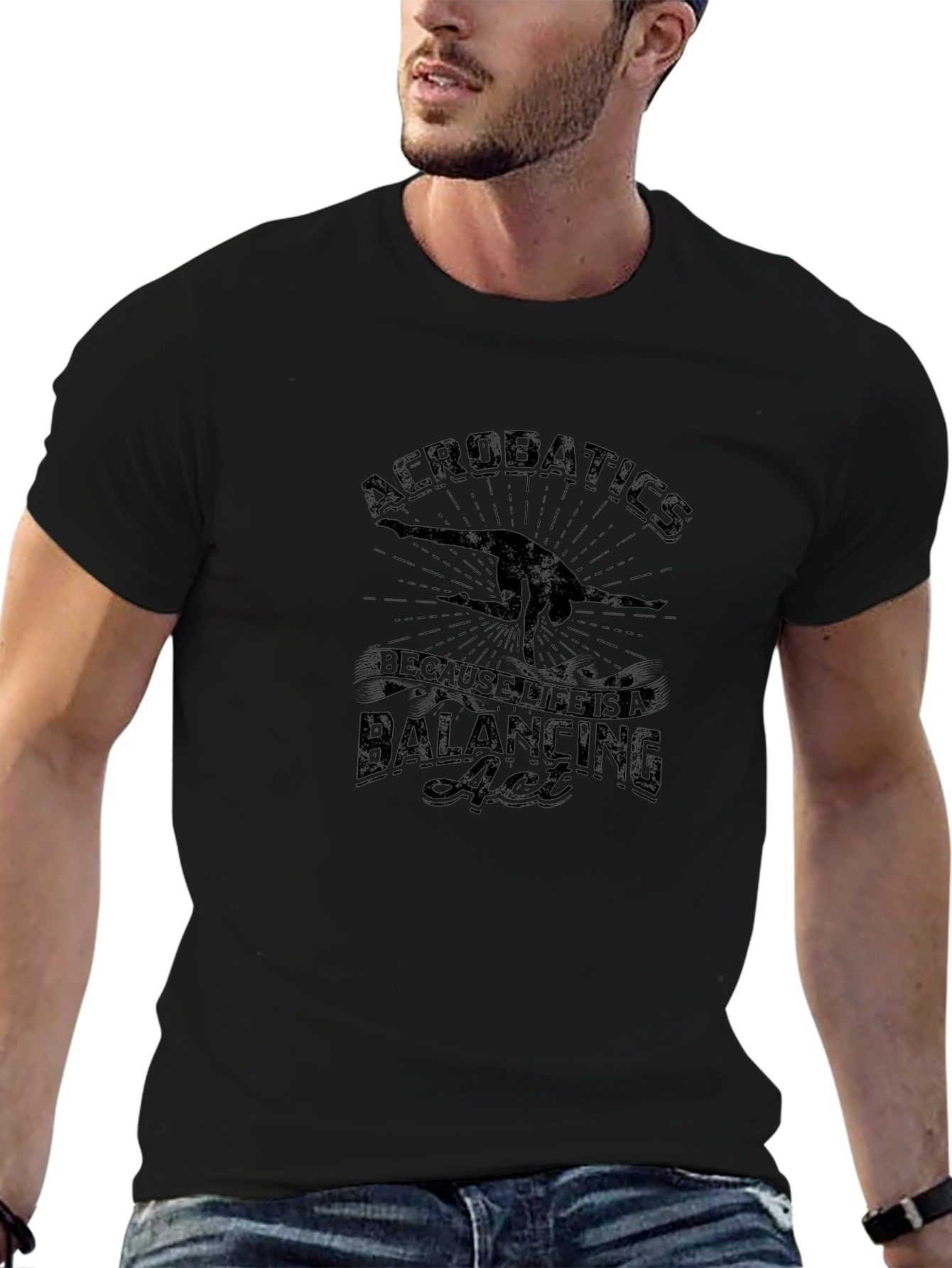 Camiseta Negra Acrobacias: Acto de Equilibrio