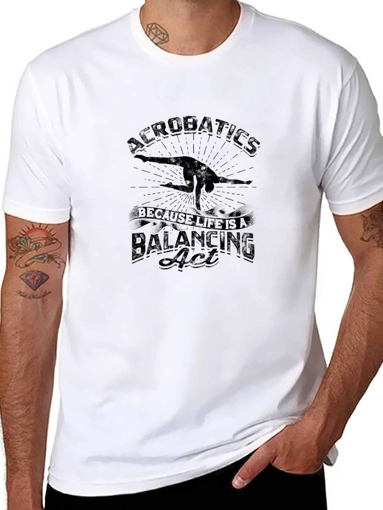 Camiseta Negra Acrobacias: Acto de Equilibrio