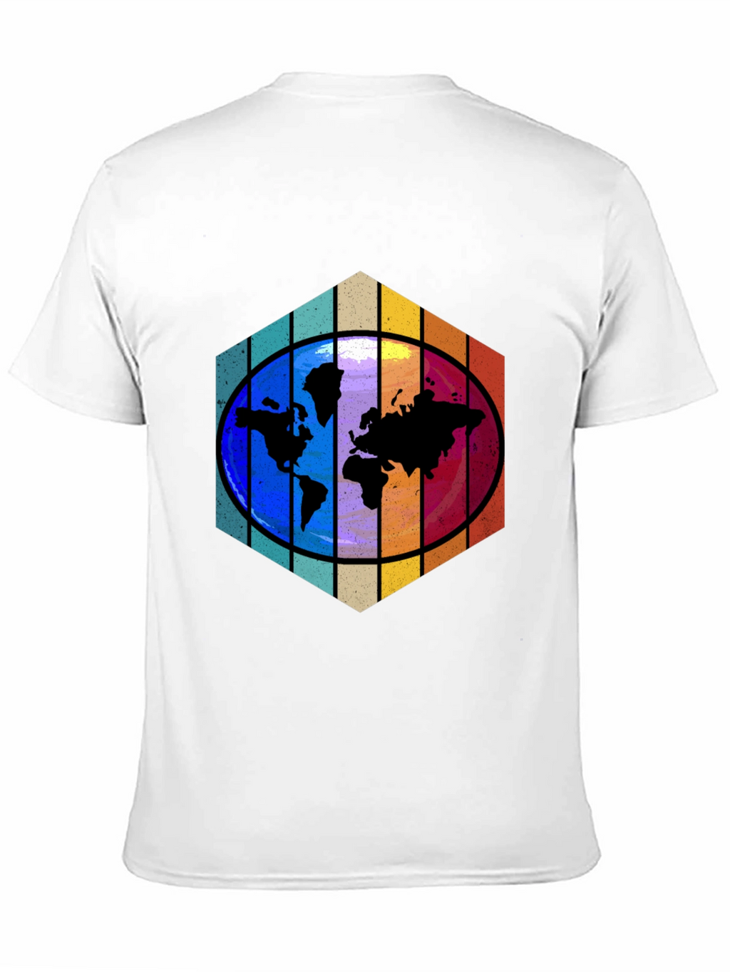 Camiseta Hombre Mapa Mundial Hexágono