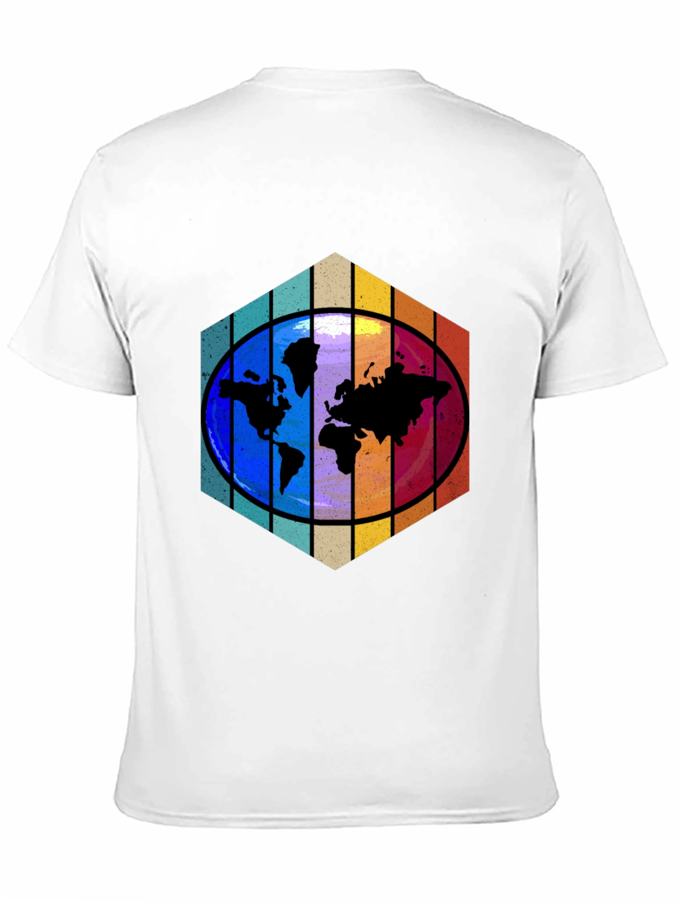 Camiseta Hombre Mapa Mundial Hexágono
