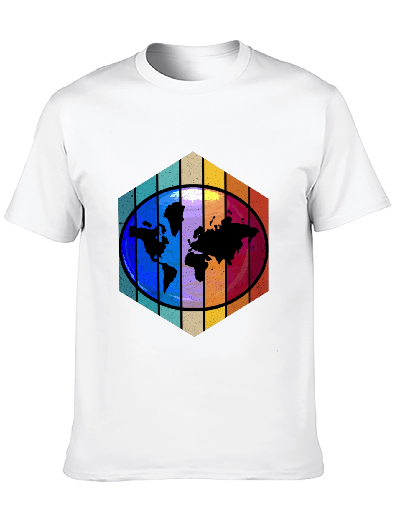 Camiseta Hombre Mapa Mundial Hexágono