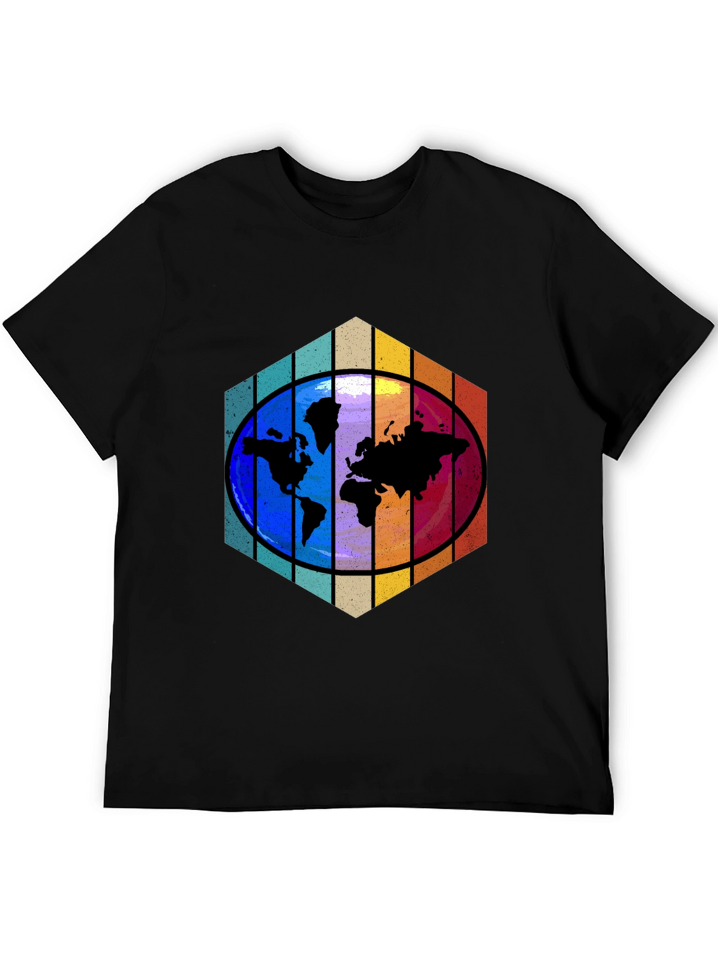 Camiseta Hombre Mapa Mundial Hexágono