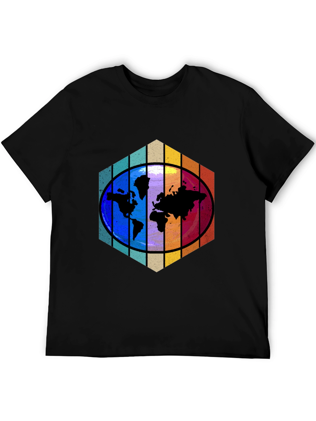 Camiseta Hombre Mapa Mundial Hexágono