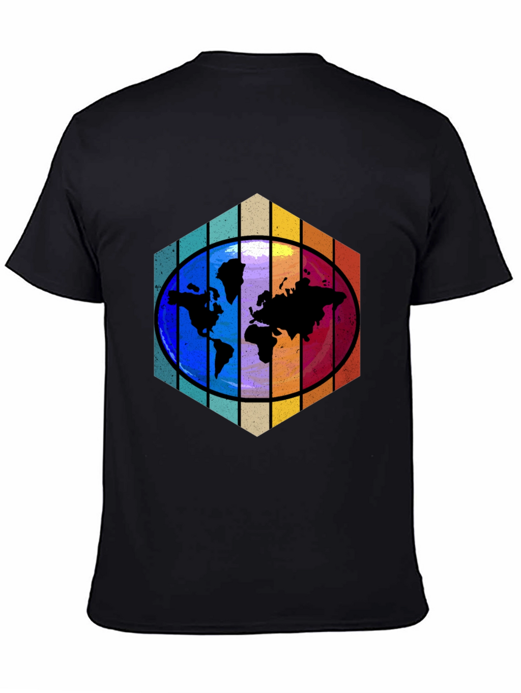 Camiseta Hombre Mapa Mundial Hexágono